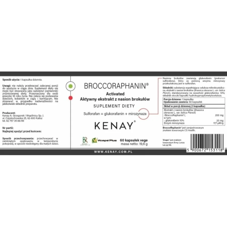 Kenay BroccoRaphanin Activated extrakt z brokolicových semen 60 kapslí