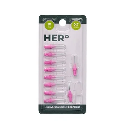 Herbadent HERo 0,7 mm náhradní mezizubní kartáčky 10 ks růžové