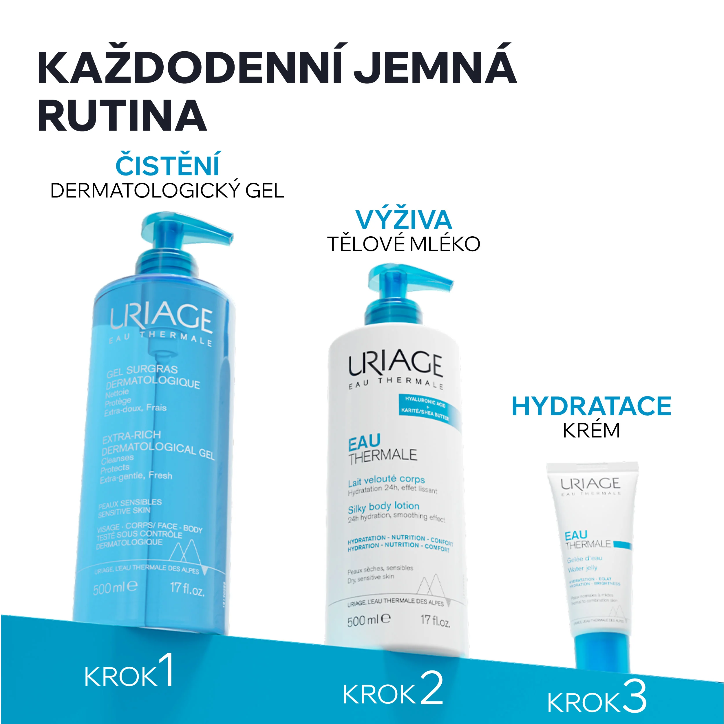 Uriage Extra bohatý dermatologický čisticí gel 500 ml