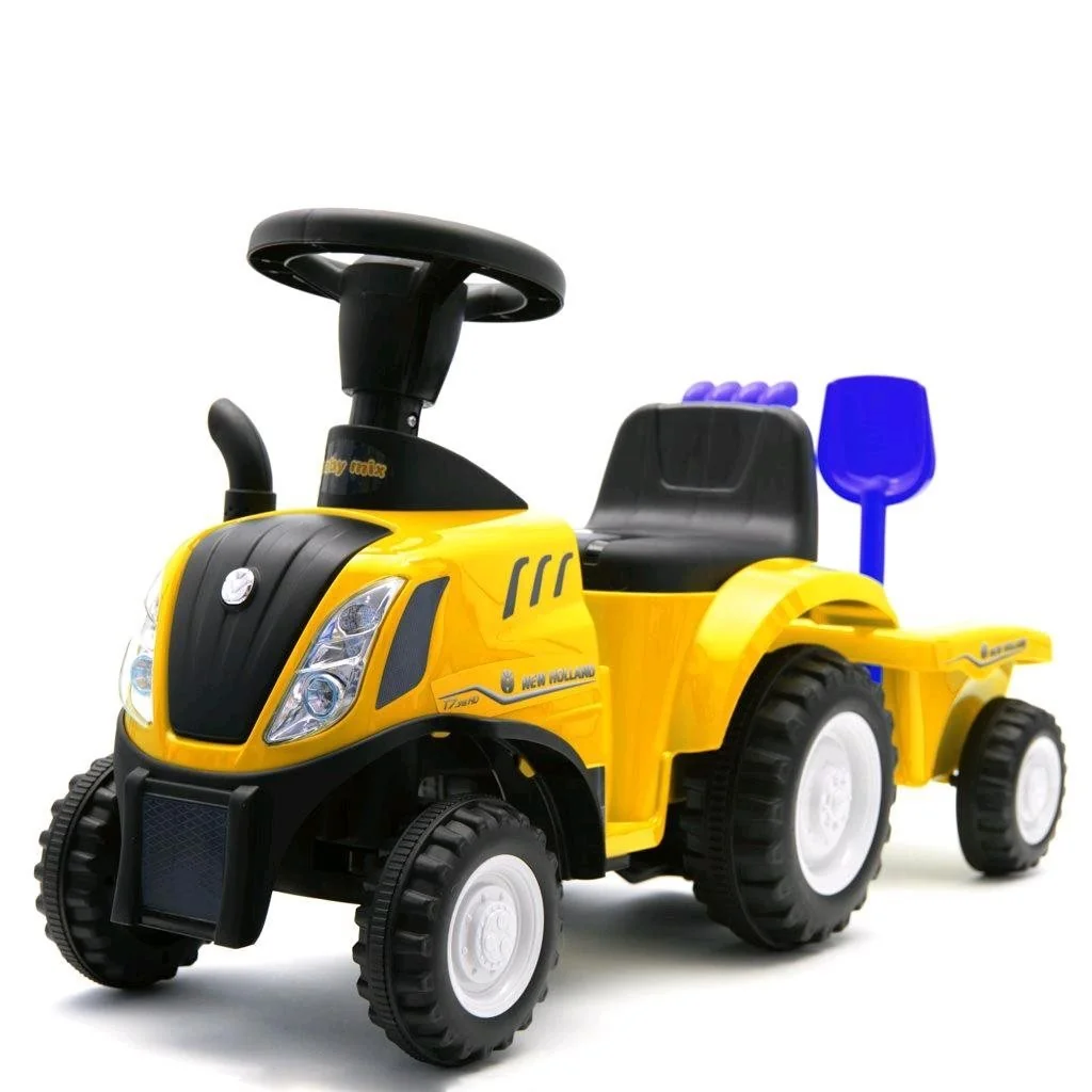 Baby Mix Dětské odrážedlo traktor s vlečkou a nářadím  New Holland žlutý