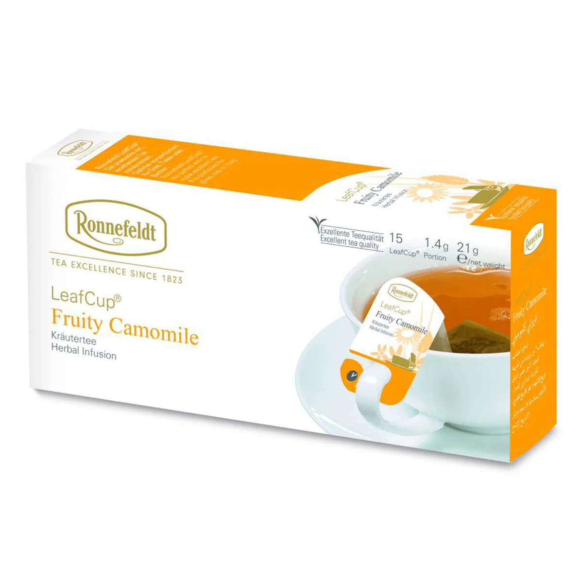 Ronnefeldt Leafcup Fruity Camomile porcovaný čaj 15 ks