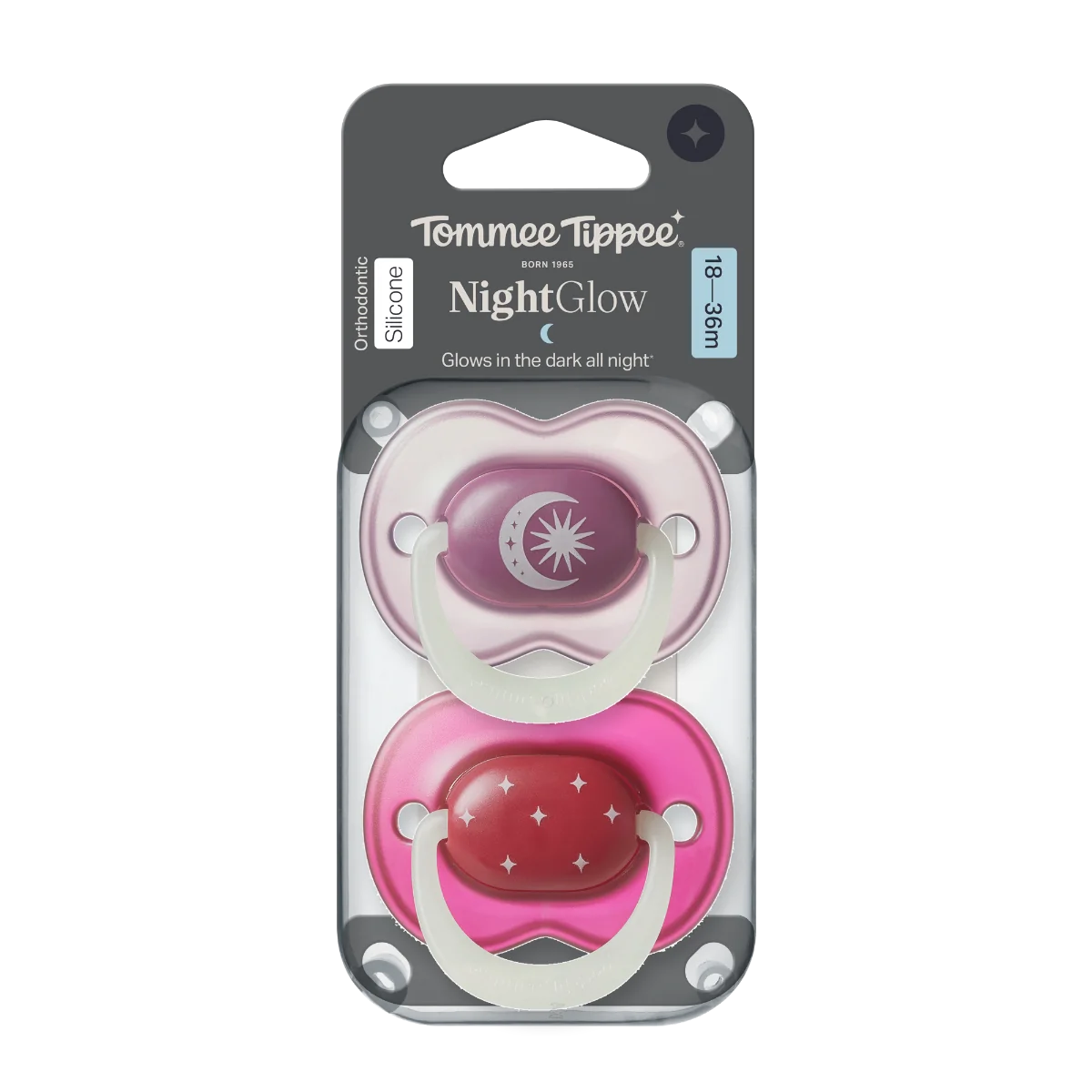 Tommee Tippee Silikonový dudlík Night 18-36m 2 ks více barevných variant
