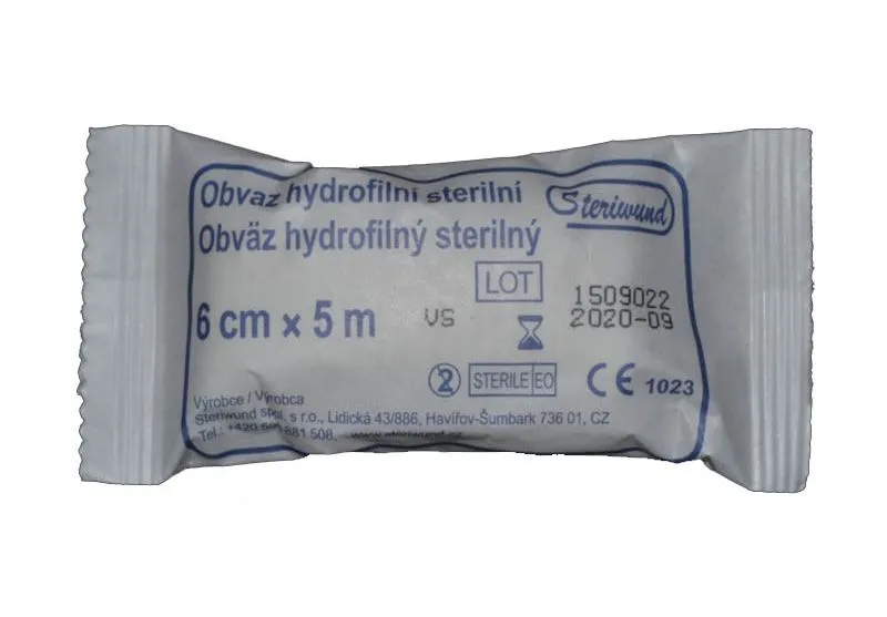 Steriwund Obinadlo hydrofilní pletené sterilní 6 cm x 5 m 1 ks