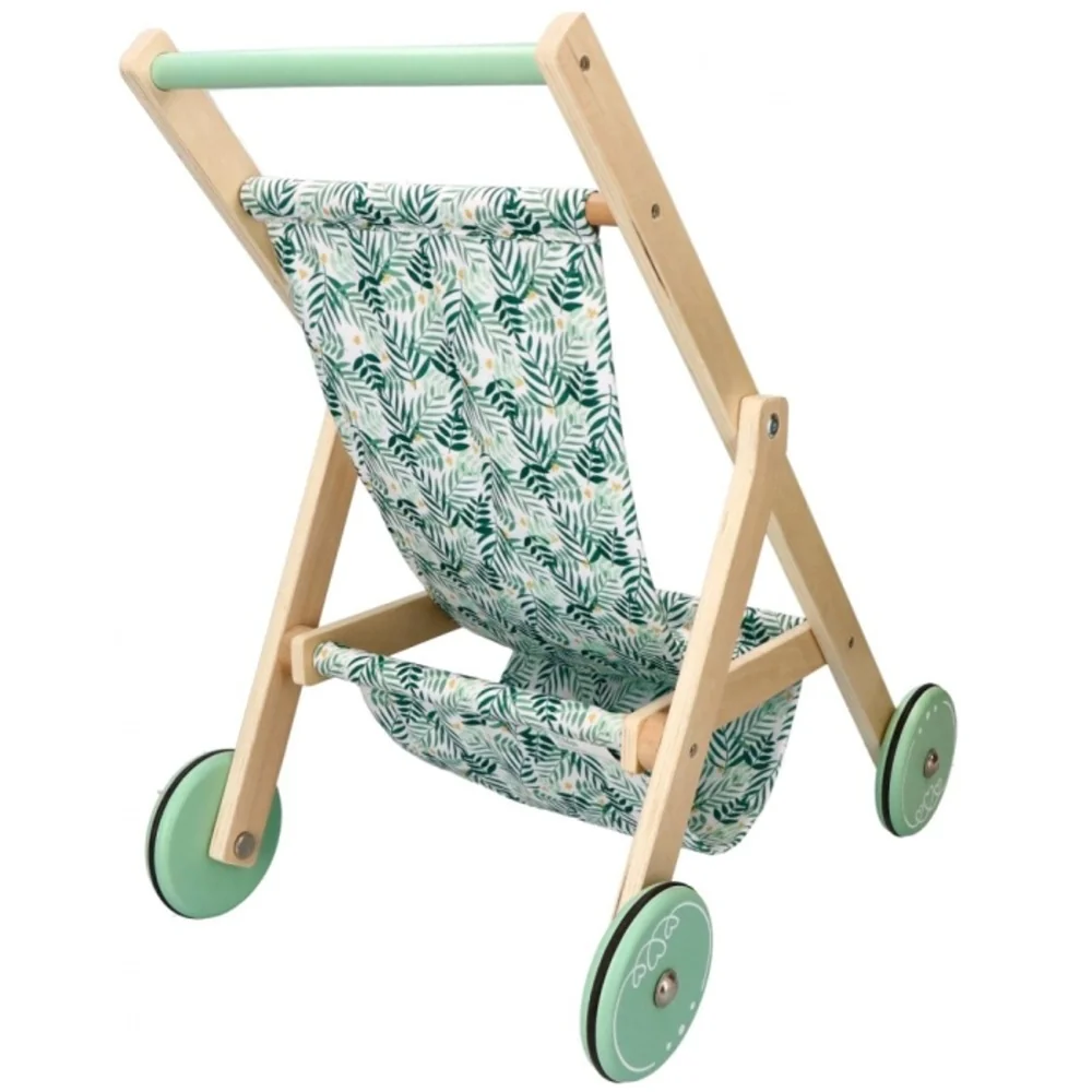 Adam Toys Lehký dřevěný kočárek pro panenky - zelený
