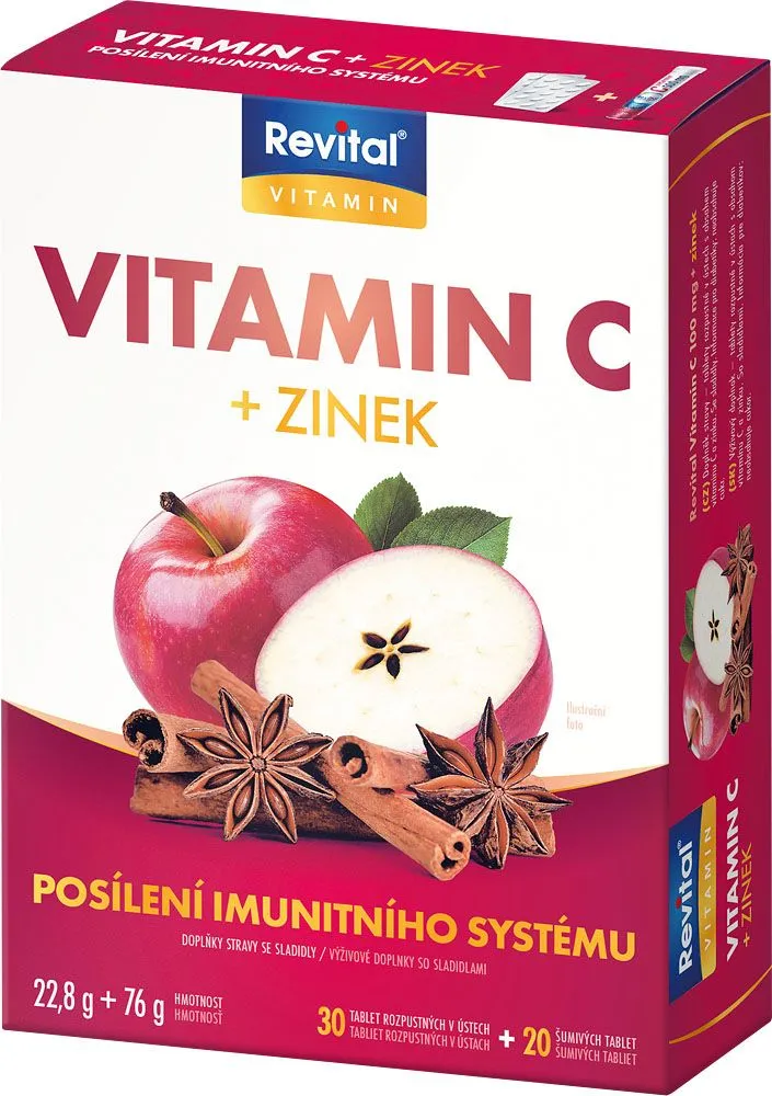 Revital Vitamin C + zinek 30 tablet rozpustných v ústech + 20 šumivých tablet