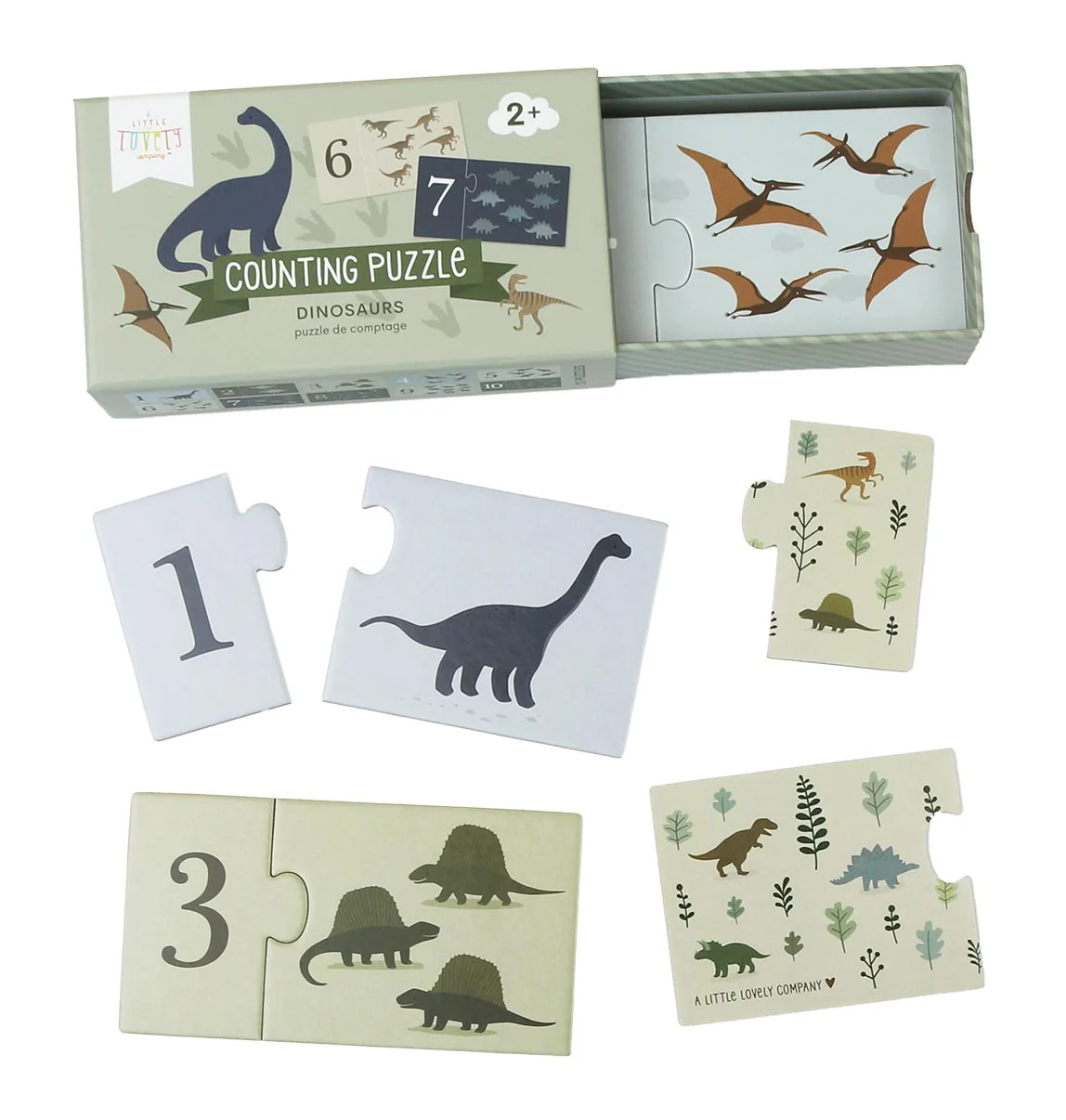A Little Lovely Company přiřazovací puzzle – počítání s dinosaury