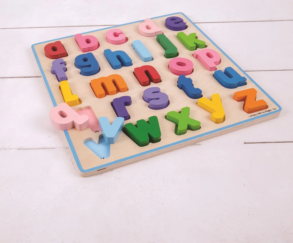 Bigjigs Toys Dřevěné puzzle Abeceda malá písmena