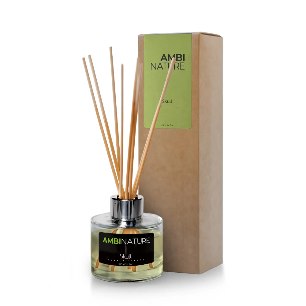 Ambinature Tyčinkový difuzér SKULL MIKADO 100 ml Černá