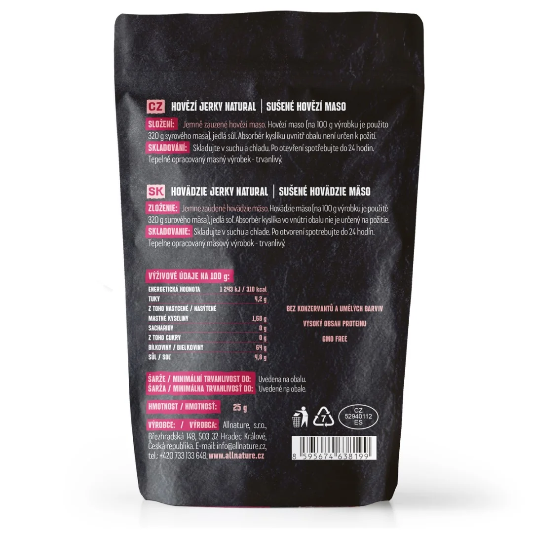 Allnature BEEF Natural Jerky sušené hovězí maso 25 g