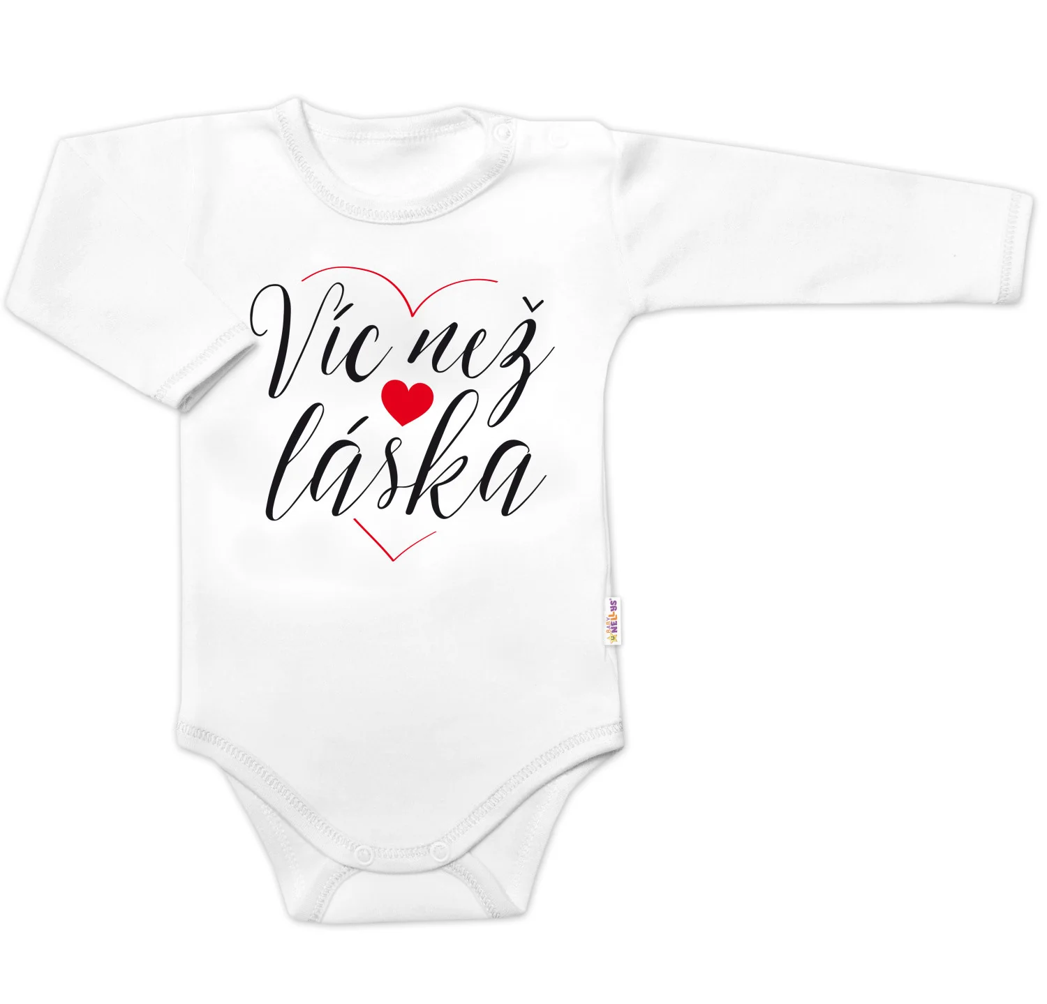Baby Nellys Body dlouhý rukáv, Víc než láska, Baby Nellys, bílé, vel. 62