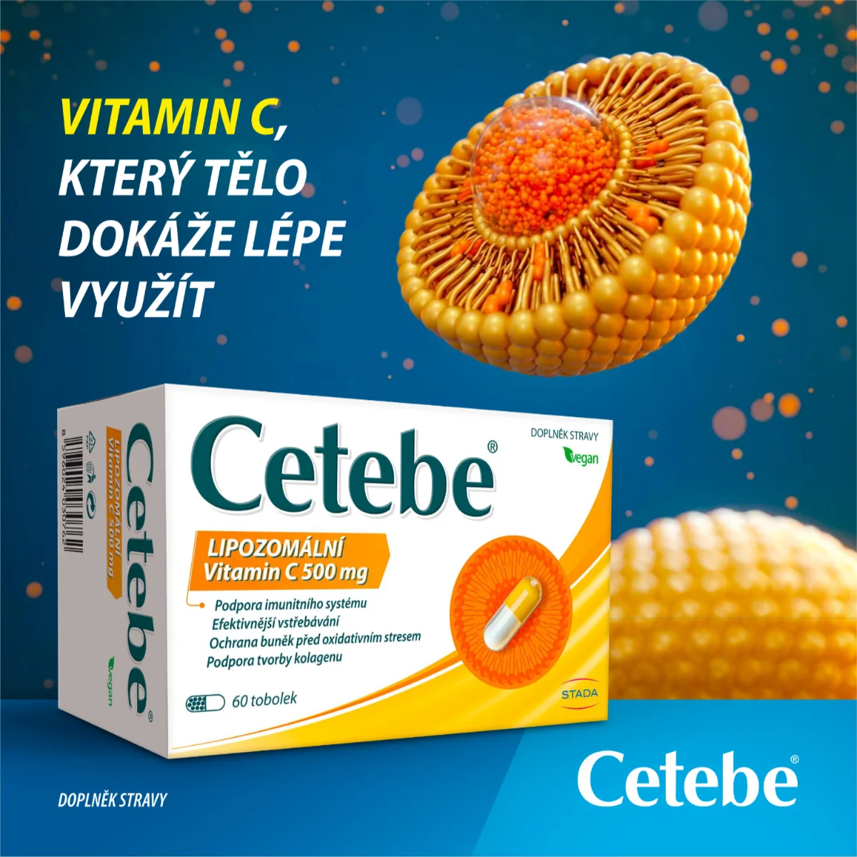 Cetebe Lipozomální vitamin C 500 mg 60 tobolek