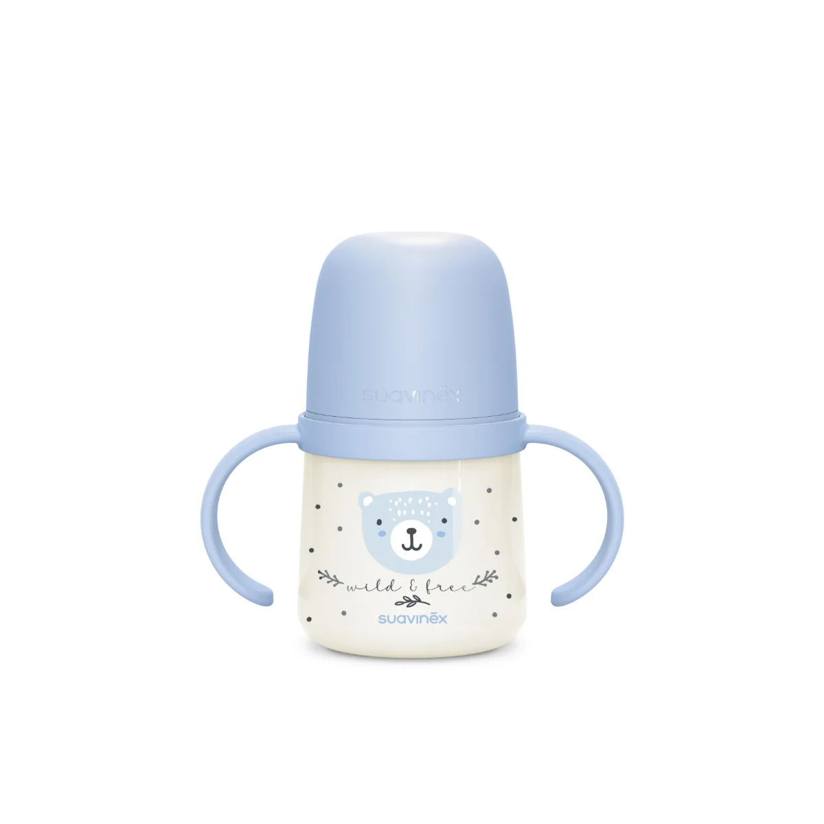 Suavinex První láhev s oušky WILD&FREE 150 ml 1 ks modrá