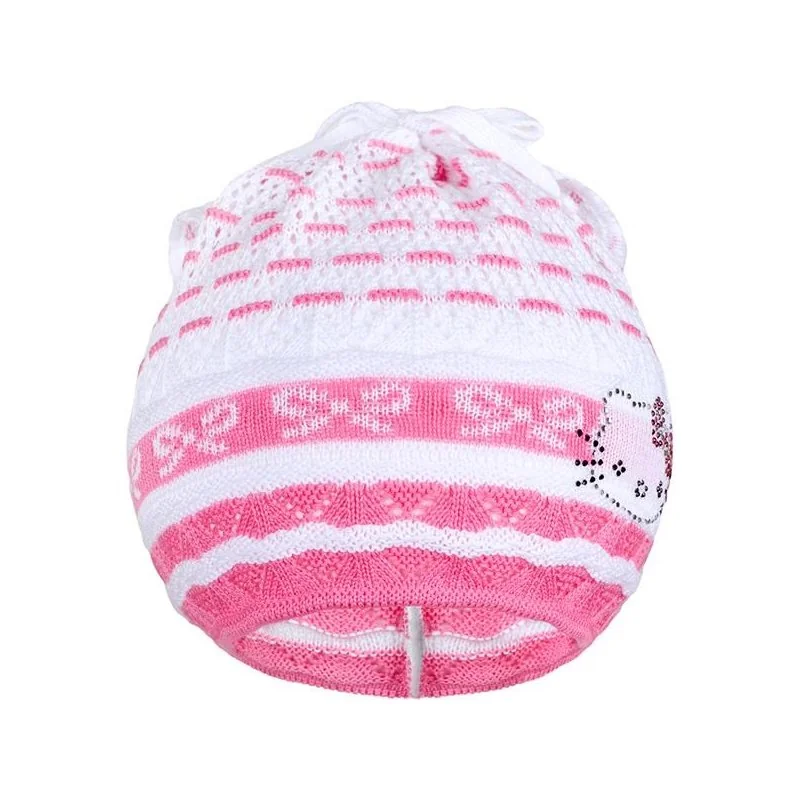 New Baby Pletená čepička-šátek kočička růžová, vel. 104 (3-4r)
