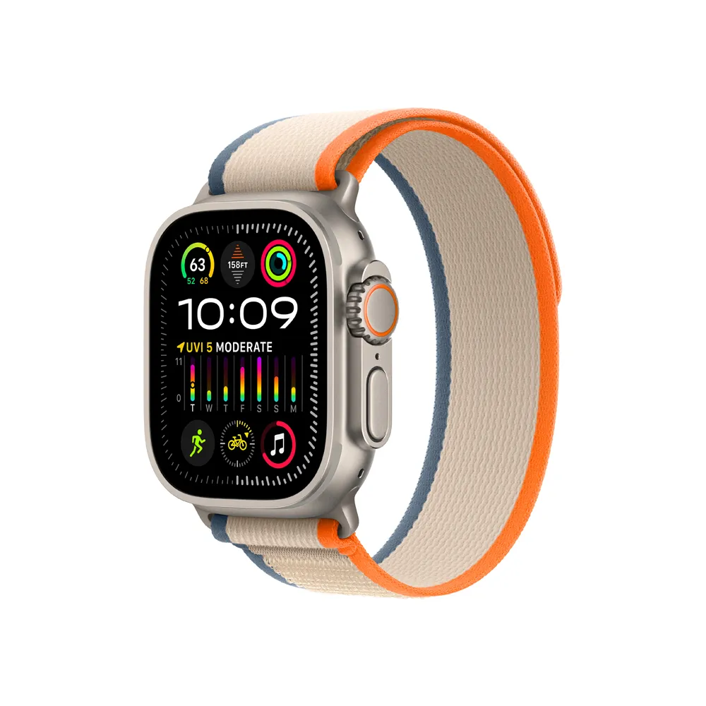 Apple Watch Ultra 2 49 mm Trail loop M/L smart hodinky Titan/Orange-Beige