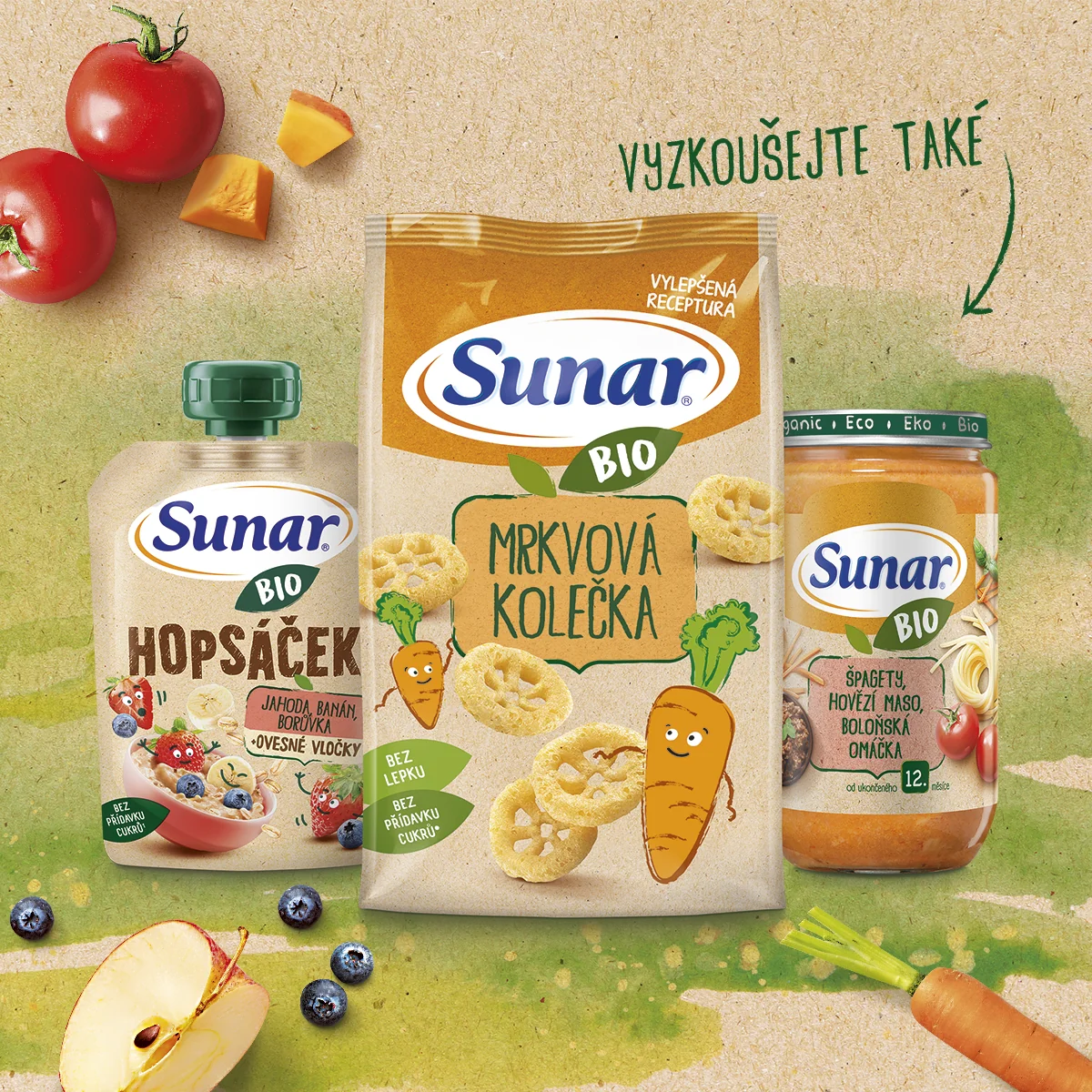 Sunar BIO Hopsáček Mango, banán, hruška, jablko, oves kapsička 100 g