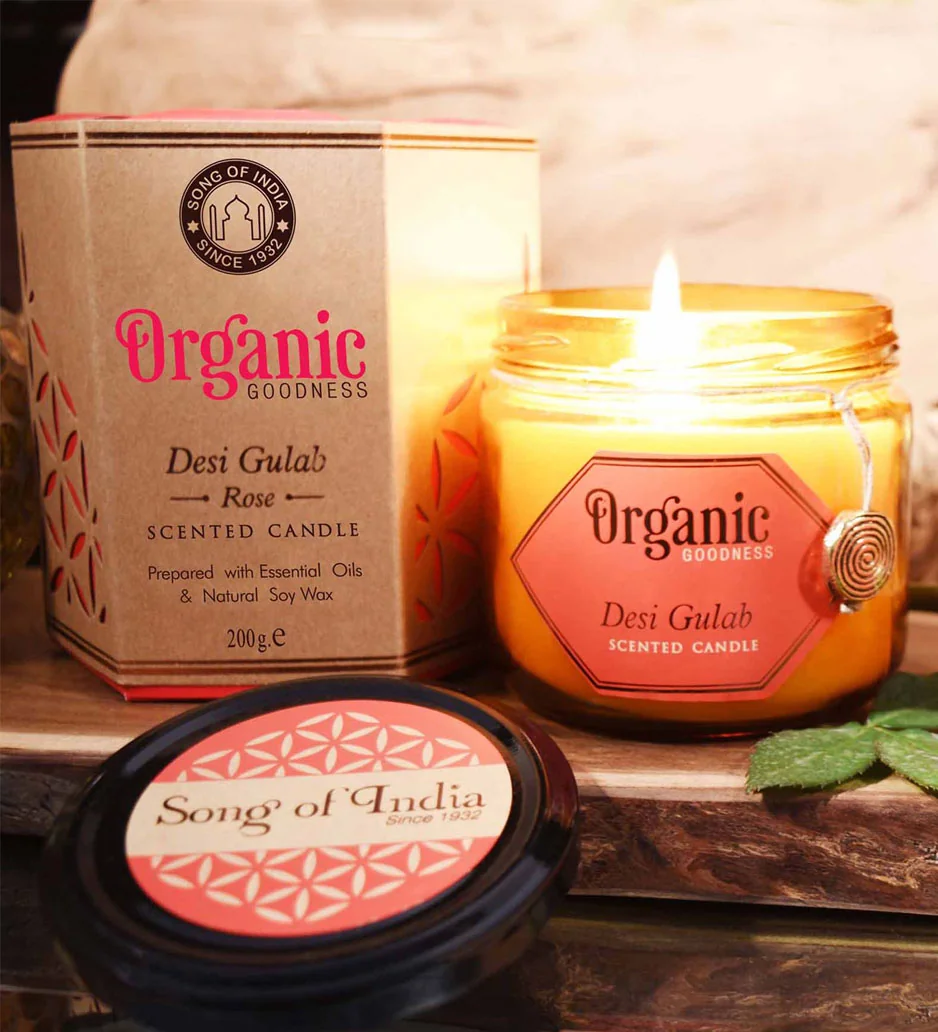 Song of India Vonná svíčka Organic Goodness - Desi Gulab Rose