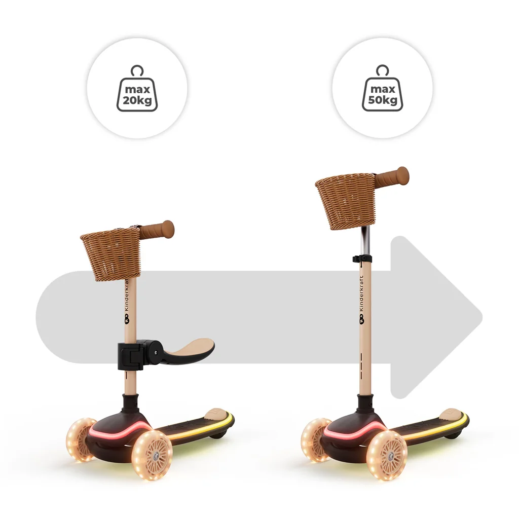 Kinderkraft Koloběžka a odrážedlo 2v1 Raket Up Beige