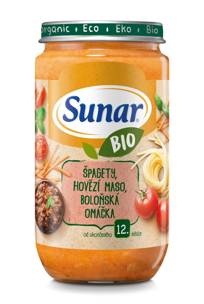 Sunar BIO Příkrm Špagety, hovězí maso a boloňská omáčka 12m+
