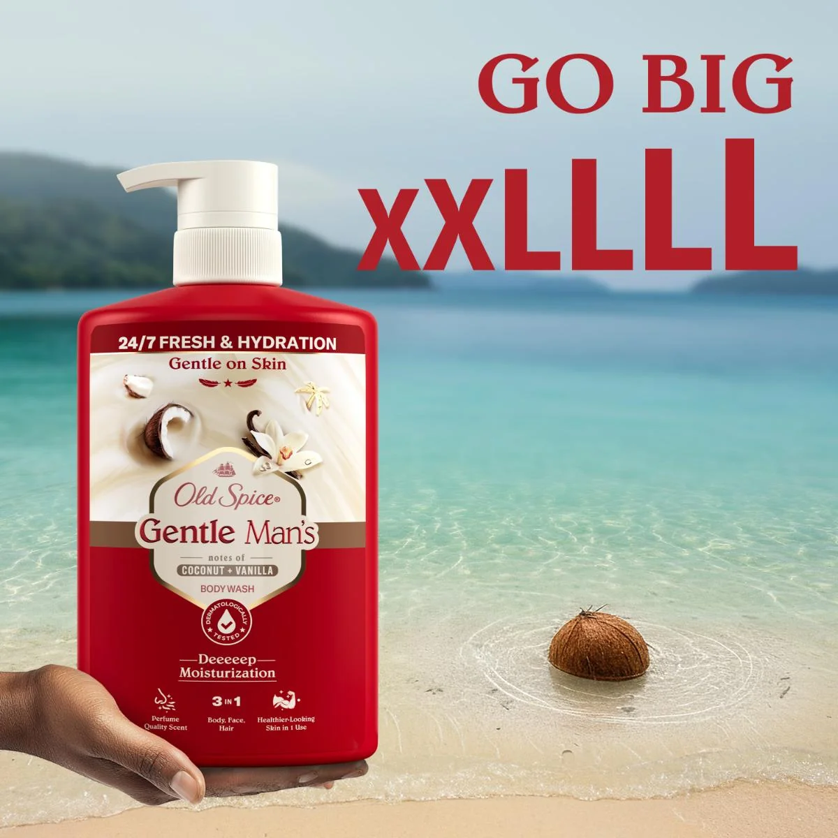 Old Spice Gentle Man's Kokos + Vanilka sprchový gel 3v1 800 ml