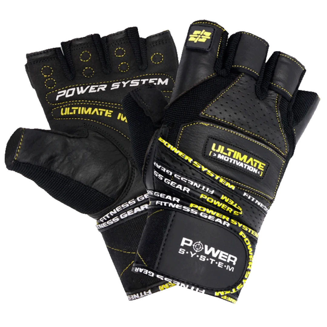 Power System Fitness rukavice ULTIMATE MOTIVATION černožluté - XL