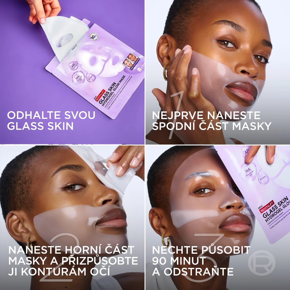 Loréal Paris Revitalift Filler Glass Skin hydrogelová rozjasňující maska 1 ks