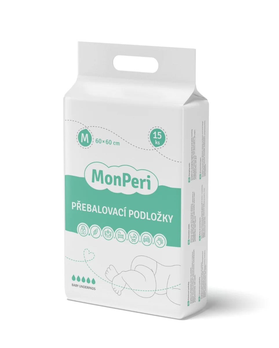 MonPeri Přebalovací podložky M 60 x 60 cm 15 ks