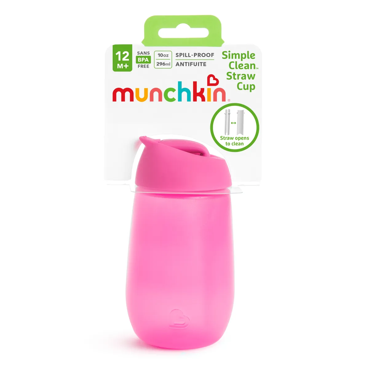 Munchkin Simple Clean Hrneček 12m+ 296 ml růžový
