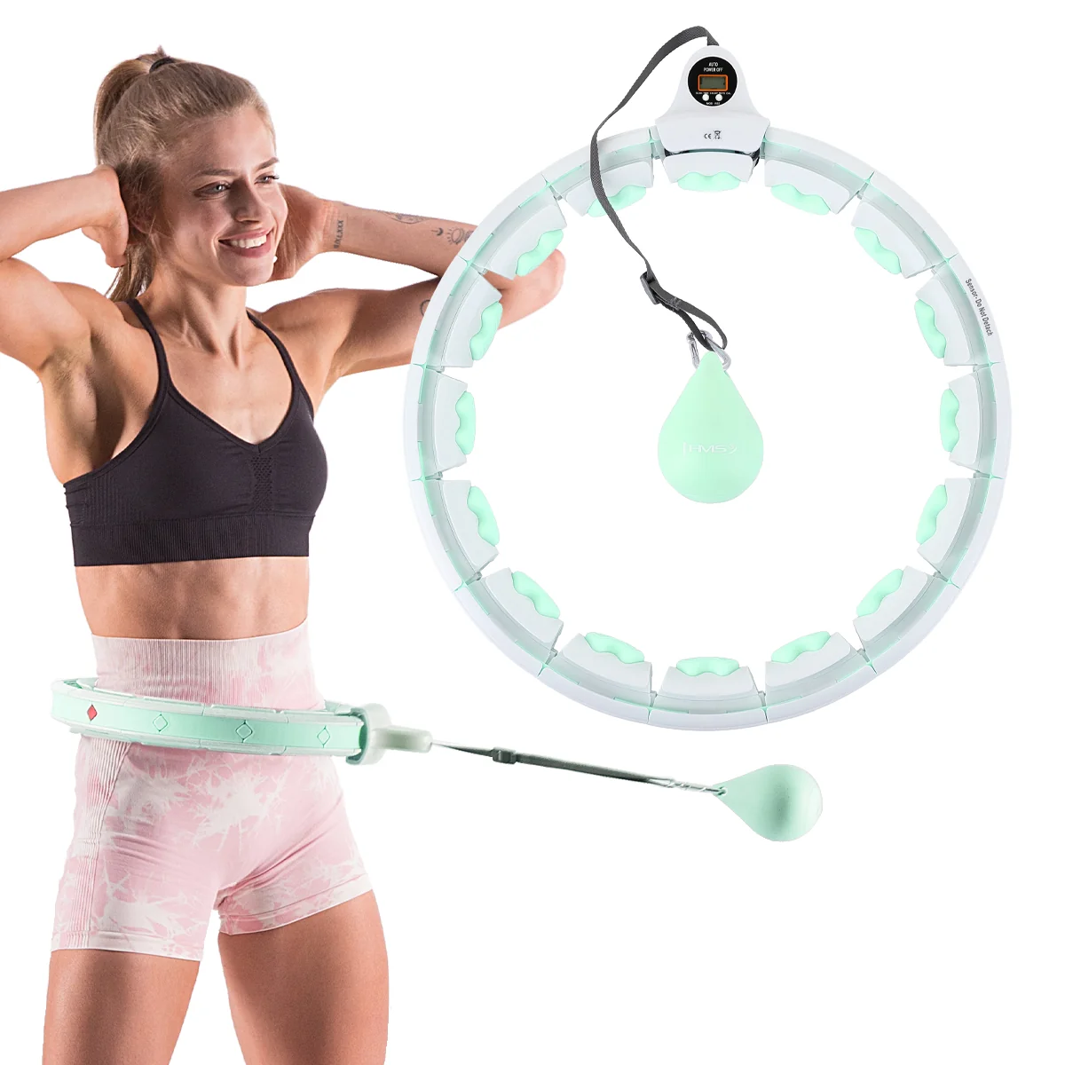 HMS Sada masážní hula hoop HHW06 zelená se závažím