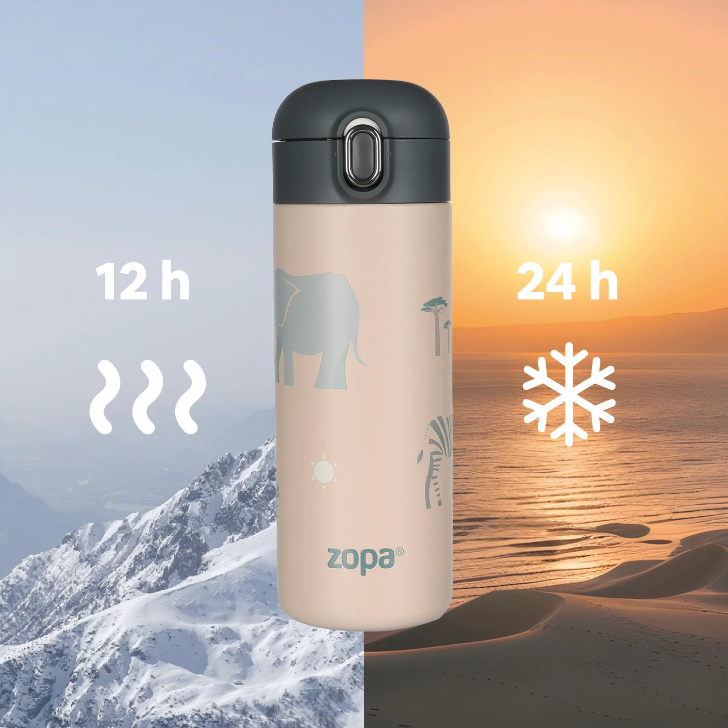 Zopa Termoska na tekutiny s brčkem 400 ml, Cookie beige 5