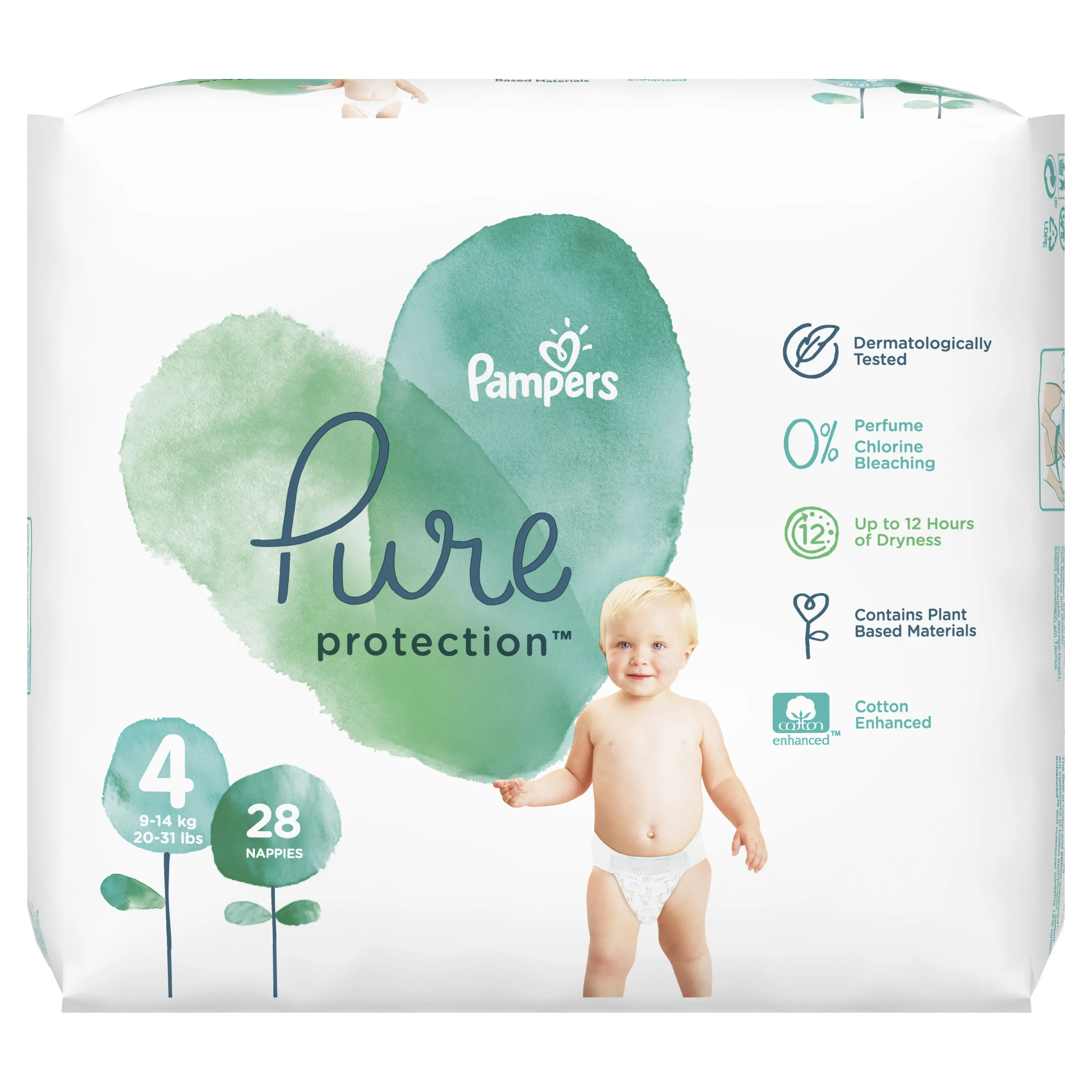 Pampers Pure Protection vel. 4 dětské plenky 28 ks