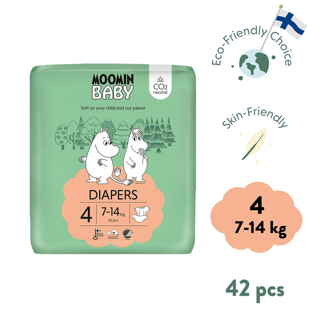 Moomin Baby 4 Maxi 7–14 kg eko pleny 42 ks