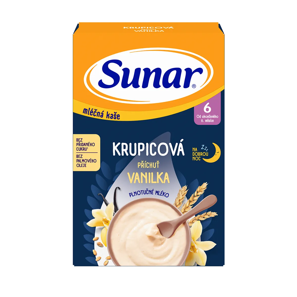 Sunar Mléčná krupicová kaše na dobrou noc vanilková 210 g