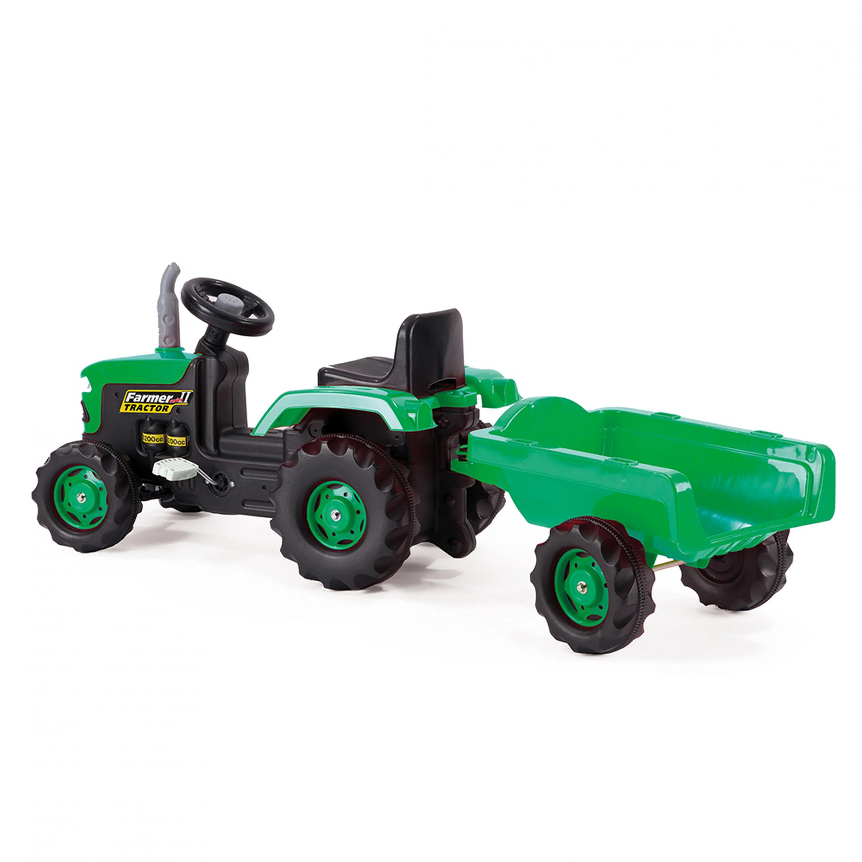 Dolu Dětský traktor šlapací s vlečkou, zelený