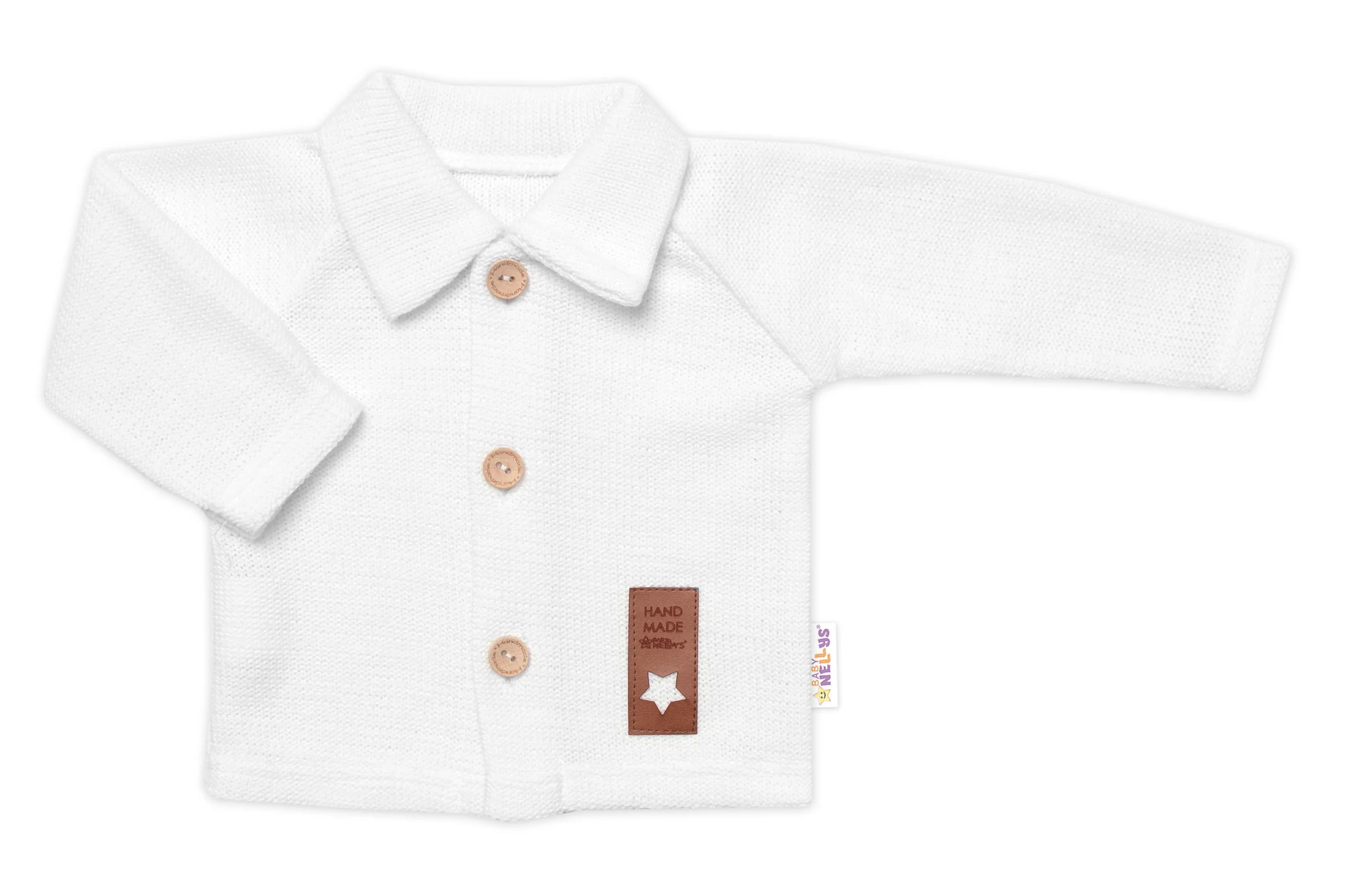 Baby Nellys Pletený svetřík s knoflíčky Boy, , bílý, vel. 62 vel. 62