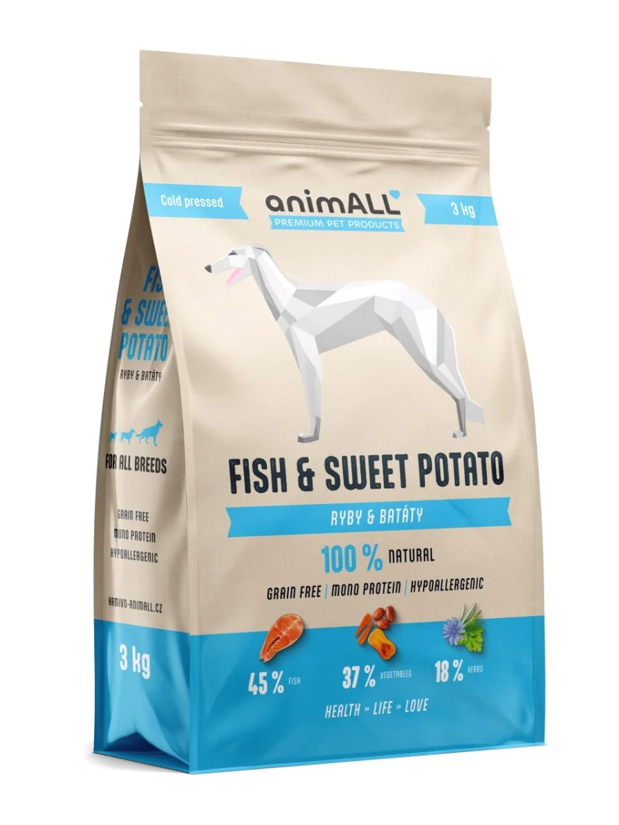 animALL Fish & Sweet Potato granule pro psy 3 kg