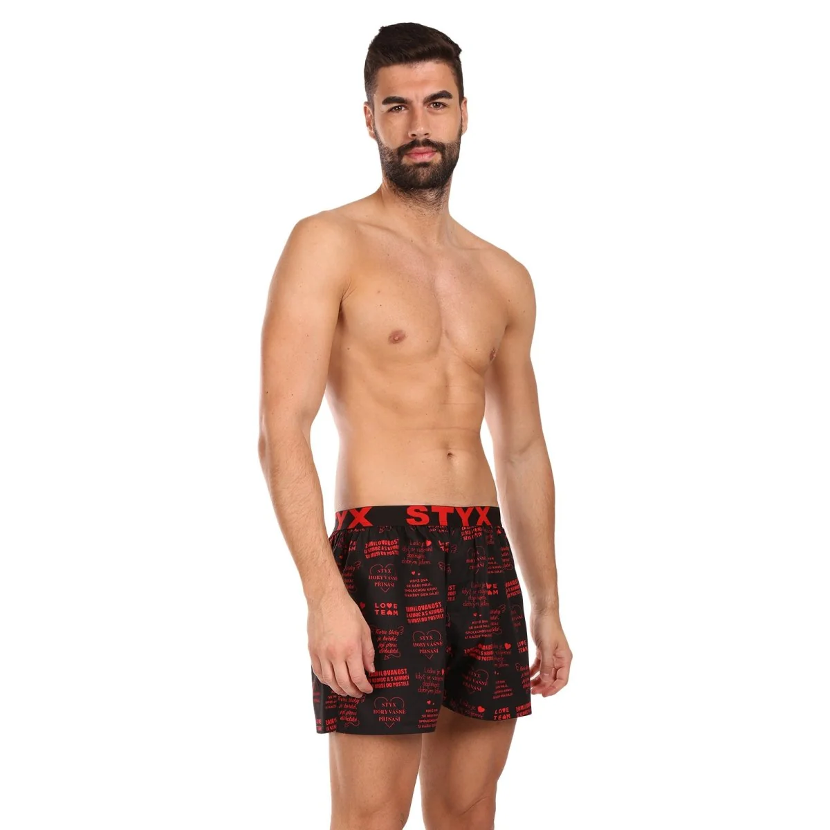 Styx Pánské trenky art sportovní guma Valentýn texty (B1757) XXL