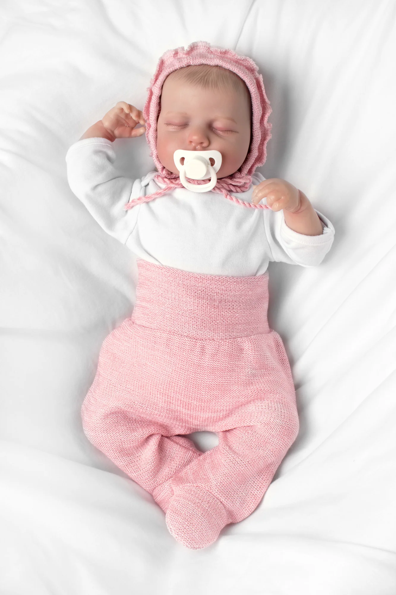 Baby Nellys Pletené kojenecké polodupačky Hand Made, růžové, vel. 62
