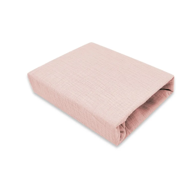 Baby Nellys Mušelínové prostěradlo do postýlky 60 x 120 NATURE double - pudrově růžová