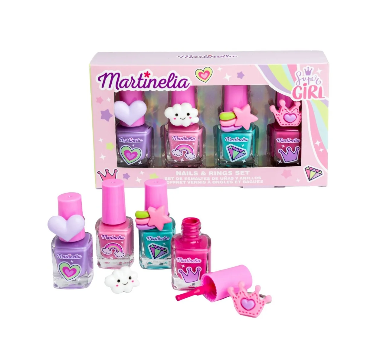 Martinelia Super Girl sada laků na nehty s prstýnky