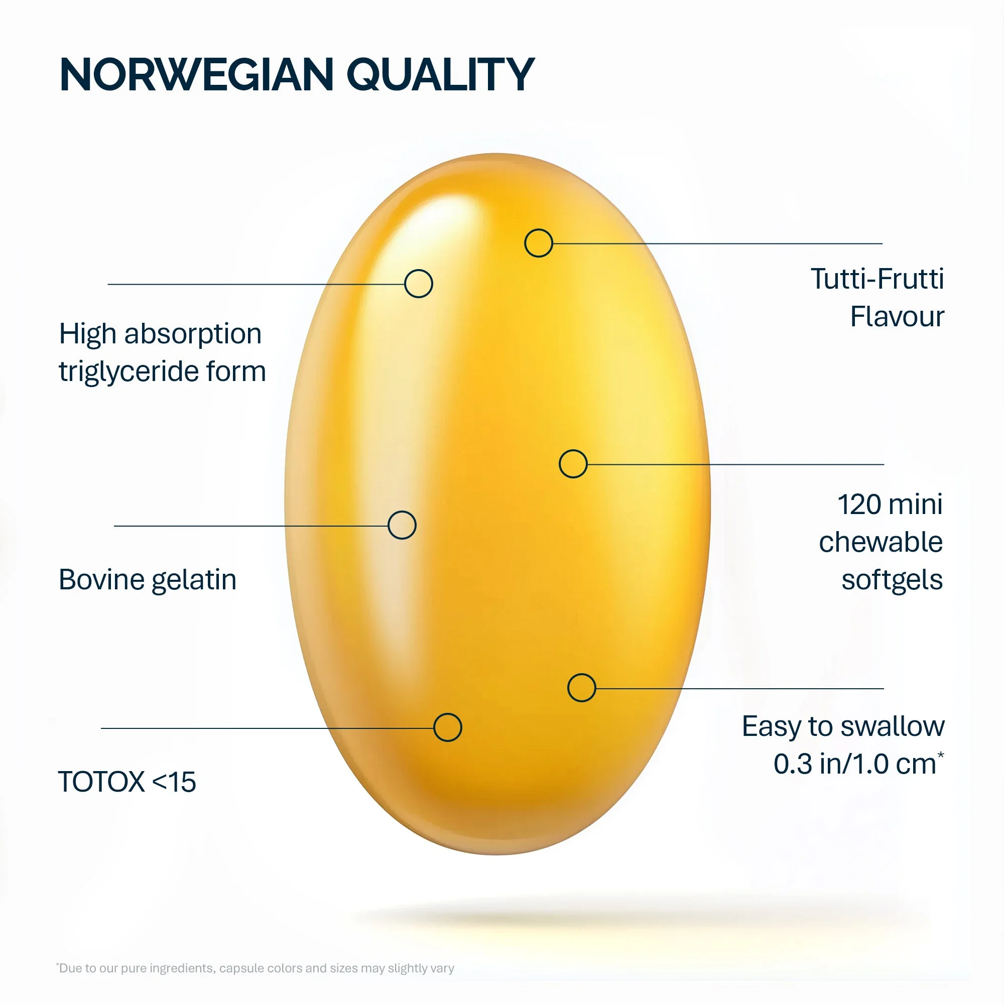 NFO Omega-3 pro děti žvýkací kapsle s vitaminem D, rybí želatina žvýkačky