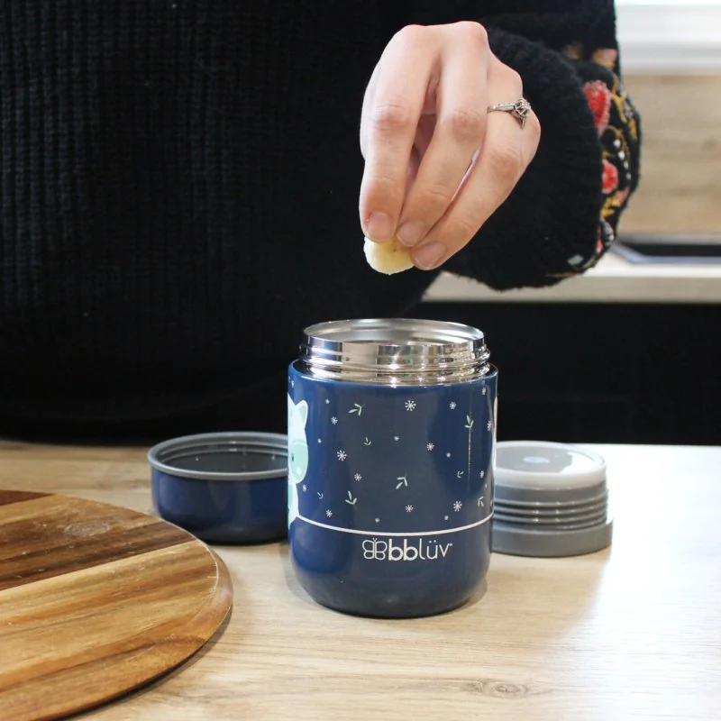 Bblüv termobox se lžičkou Foöd Blue Racoon