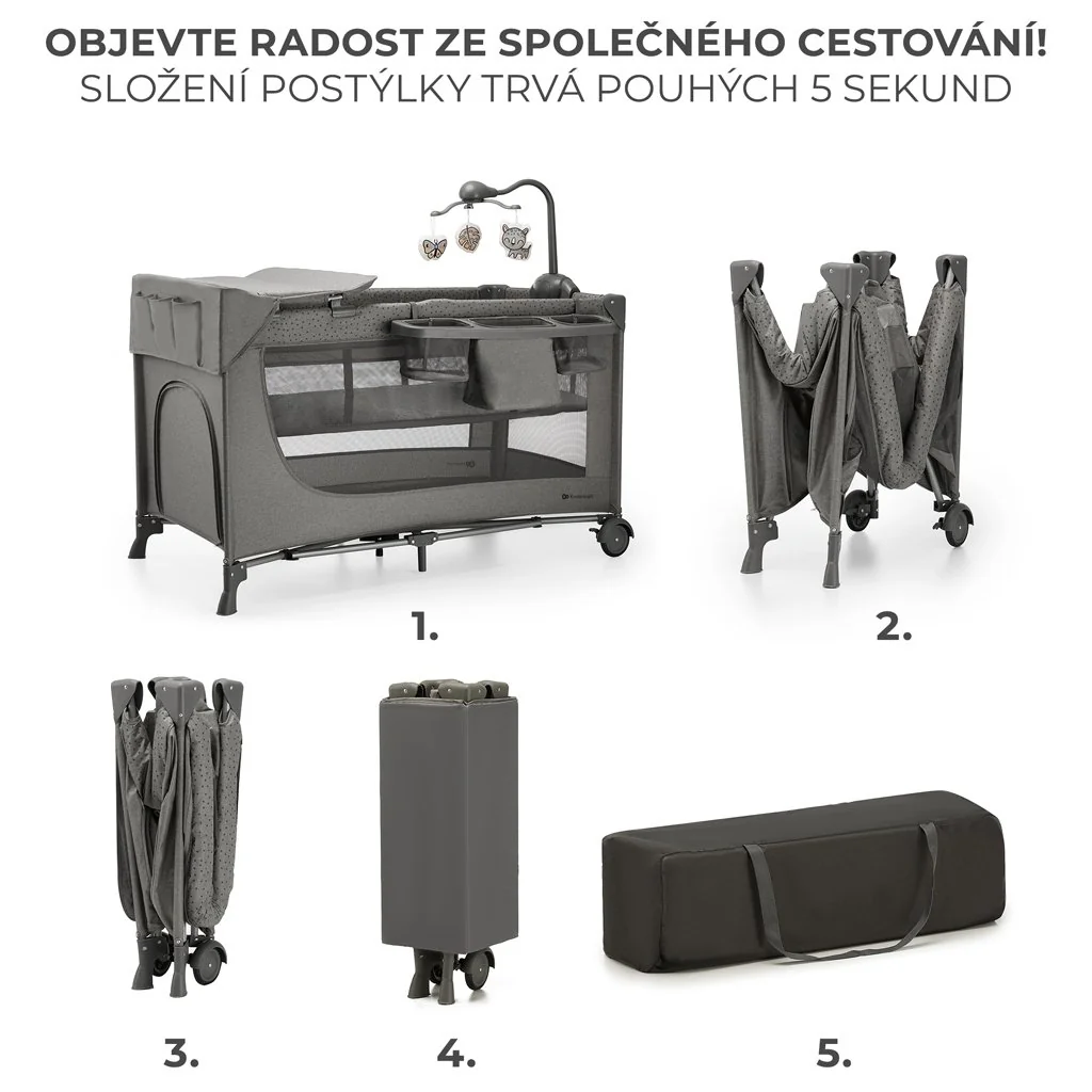 Kinderkraft Postýlka cestovní Joy 2 s doplňky Dark grey