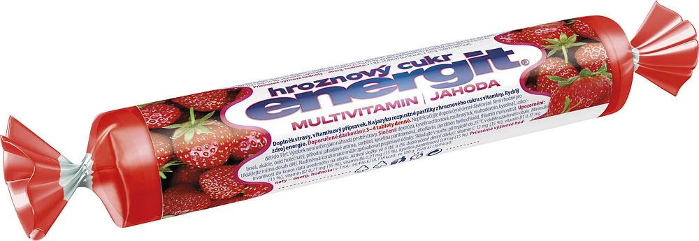 Energit Hroznový cukr multivitamin jahoda tbl.17 role