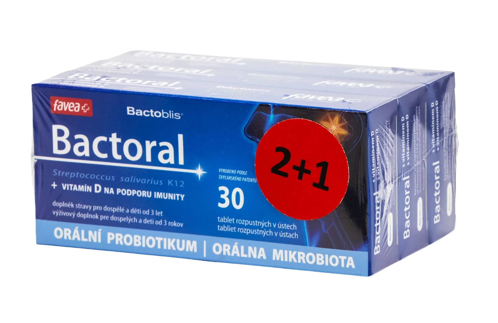 Favea Bactoral + vitamín D 30 tablet 2+1