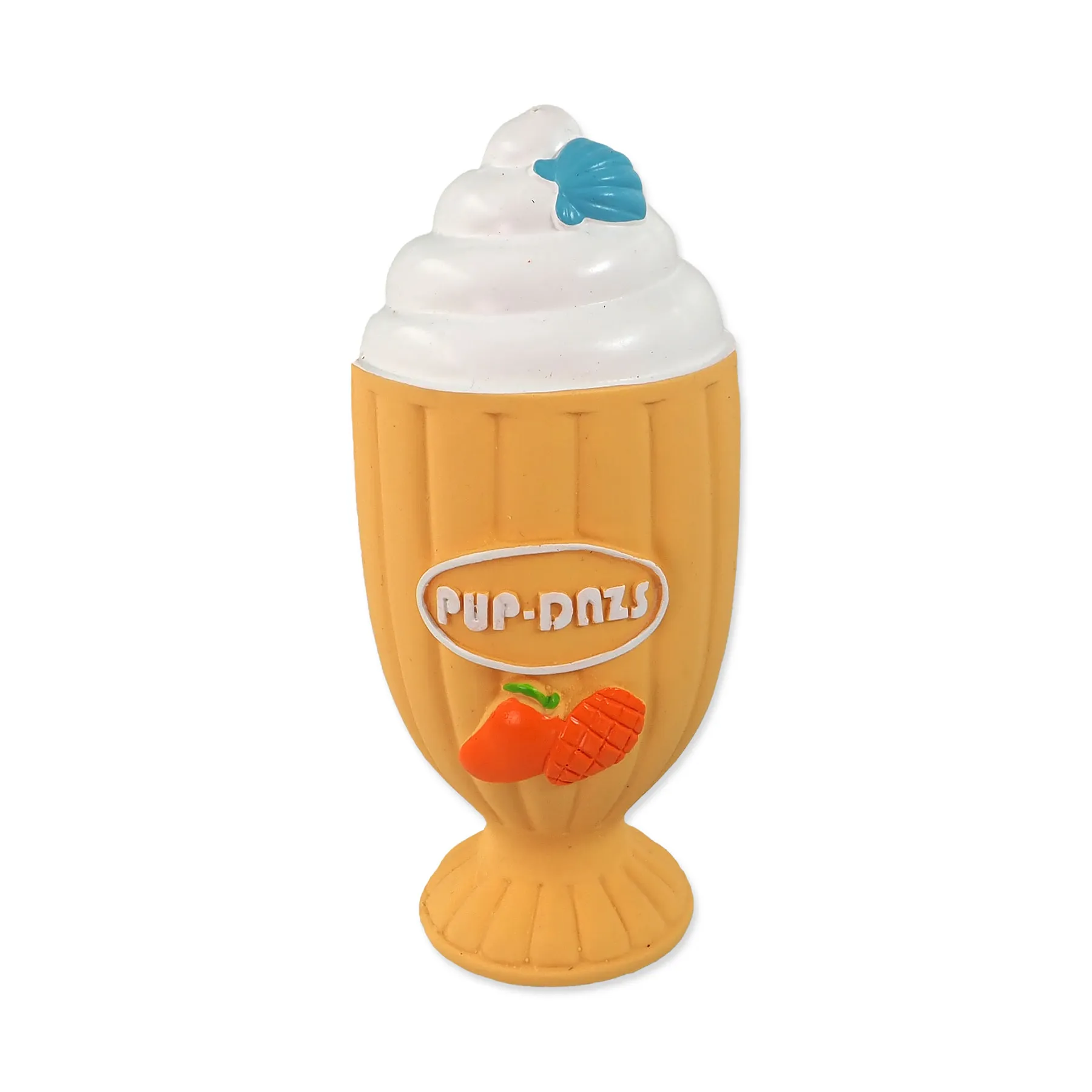 Dog Fantasy Latex hračka pohár zmrzlinový se zvukem oranžová 15 cm