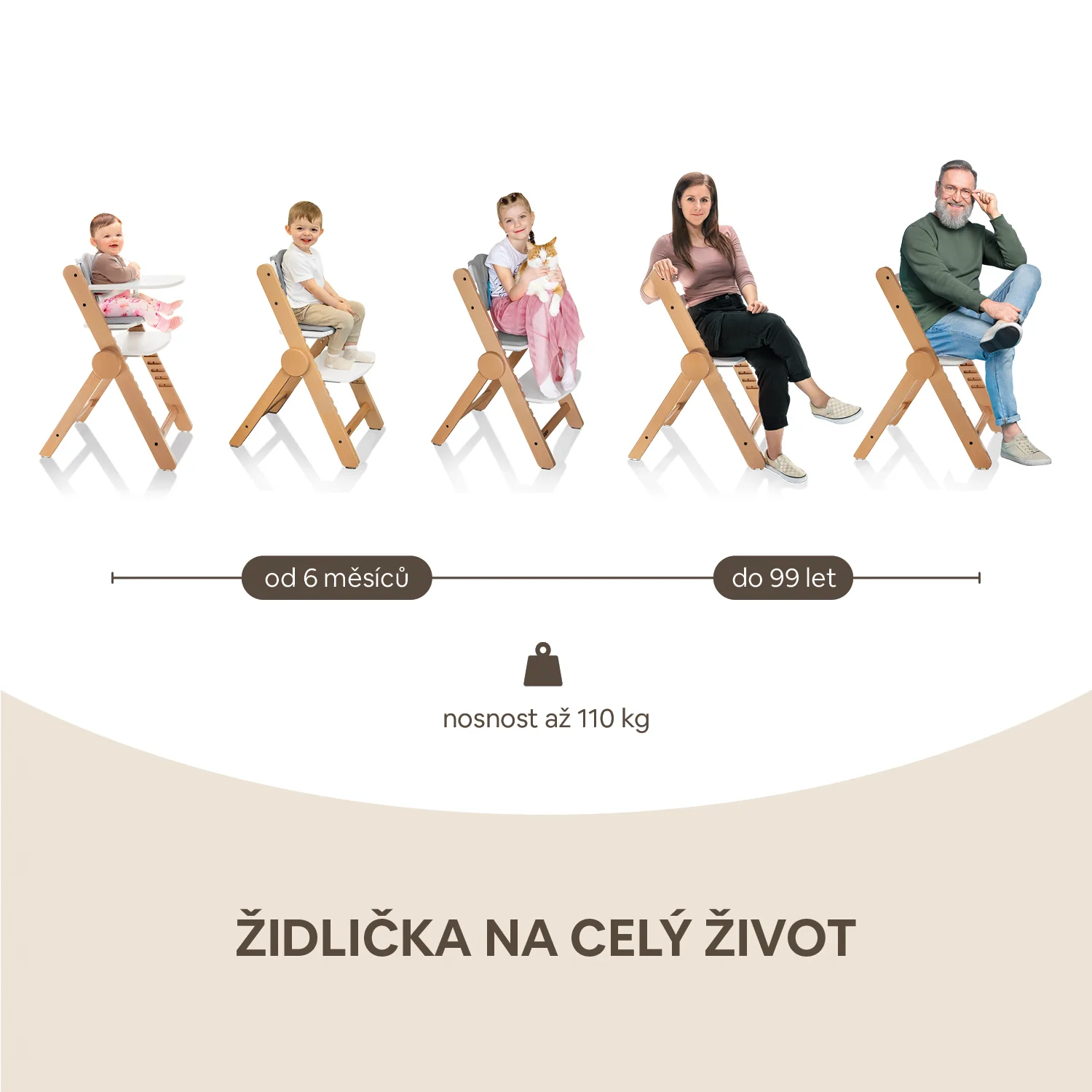 Zopa Dřevěná jídelní židlička Clipp & Clapp, Black 3 