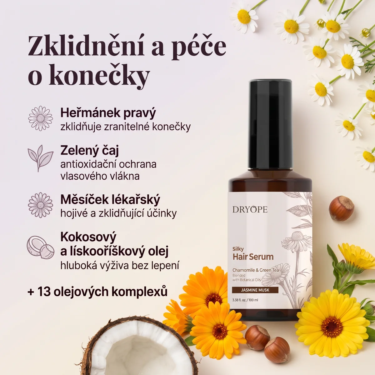 DRYOPE Jasmine Musk intenzivní vyživující sérum na vlasy 100 ml