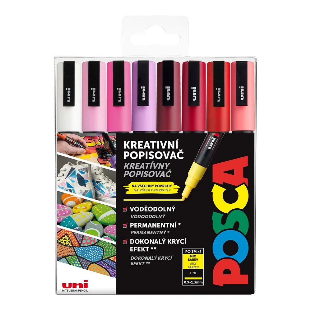 Posca Sada akrylových popisovačů - PC-5M, LOVE, 0,9 - 1,3 mm, mix teplých tónů (8 ks)