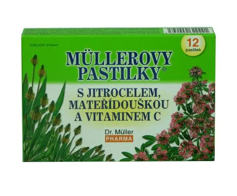 Dr. Müller Müllerovy pastilky s jitrocelem, mateřídouškou a vitaminem C 12 pastilek