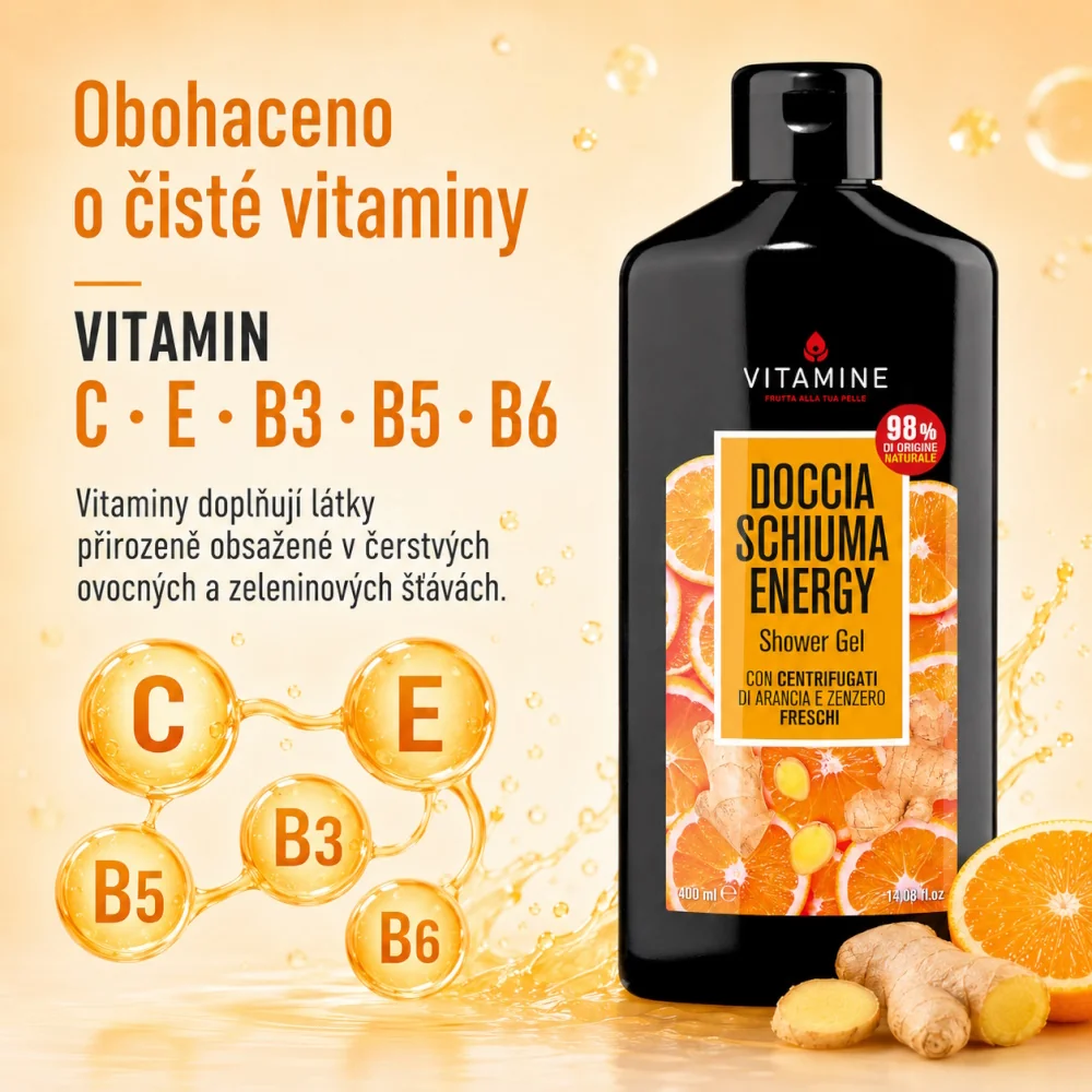 Vitamine Energy Pomeranč a zázvor sprchový gel 400 ml